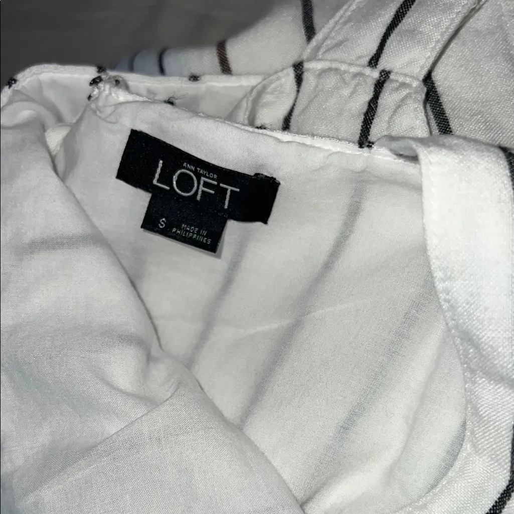 LOFT White and‎ Black Striped Jumpsuit - Image 2