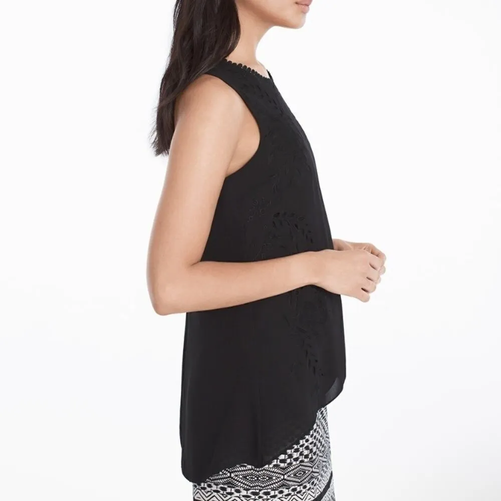 White House Black Market Black Embroidered Shell Sleeveless Top - Image 4
