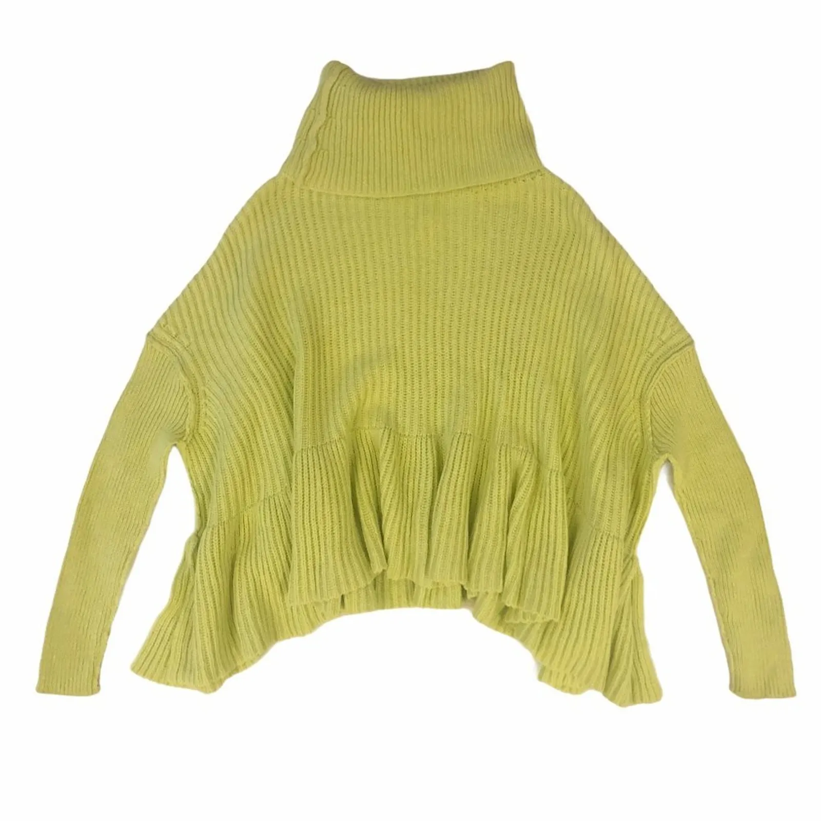 Free People Turtleneck Sweater Lime Green - Image 3