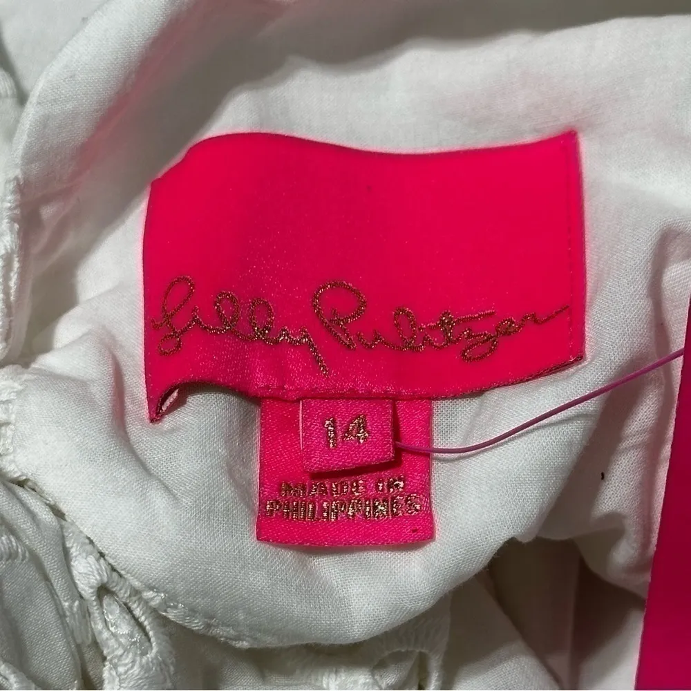 Lilly Pulitzer Women’s Size 14 White Celestina V-Neck Eyelet Mini Dress Romper - Image 7