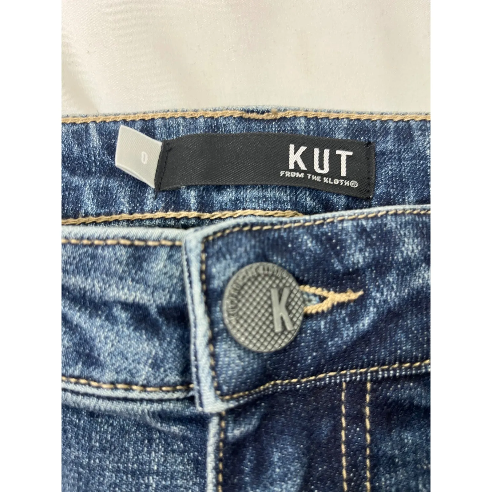 KUT From The Kloth Amy Crop Straight Leg Jeans Distressed Blue Women's Sz 0 - Image 6