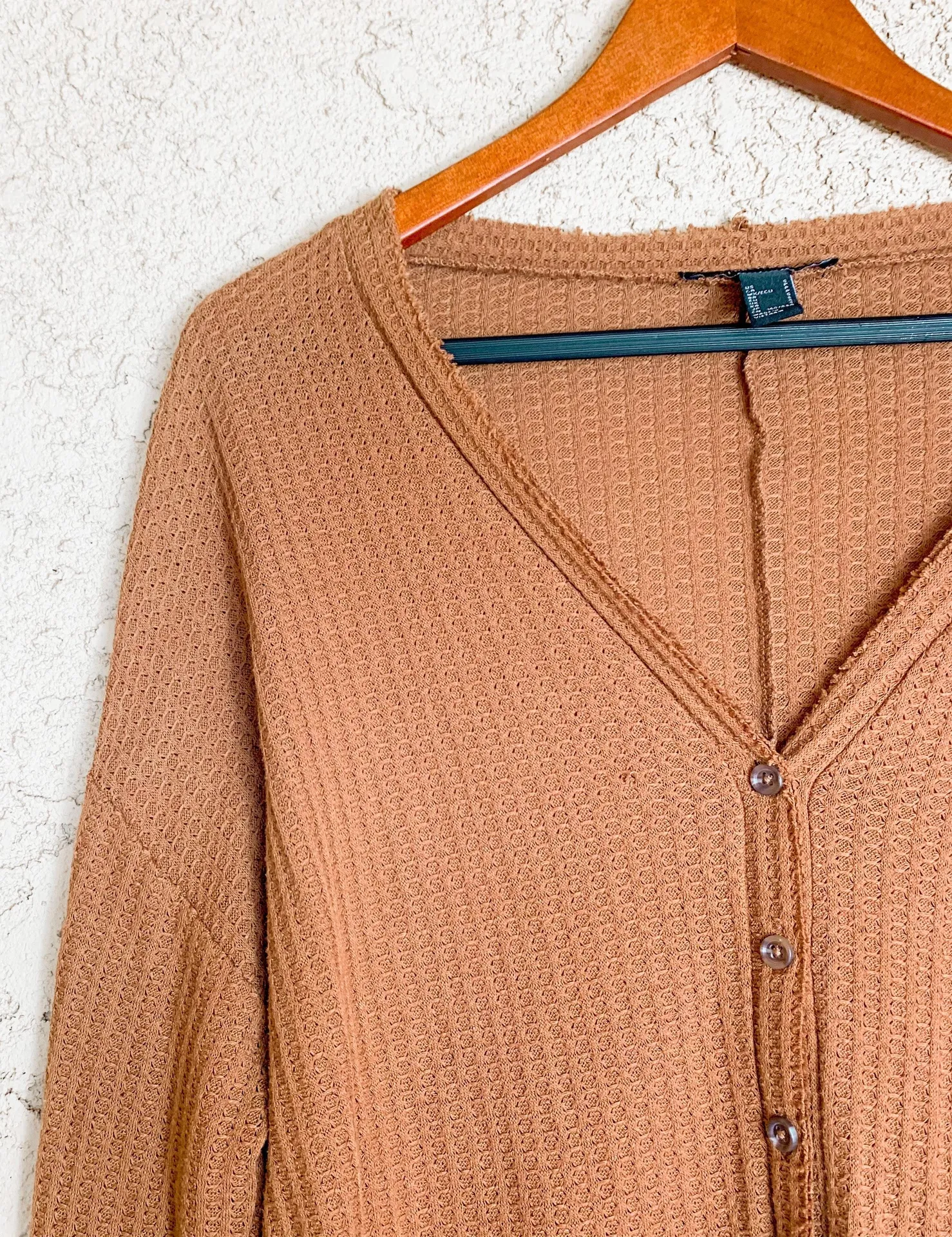 Forever 21 Orange Waffle Knit Long Sleeve Top - Image 7