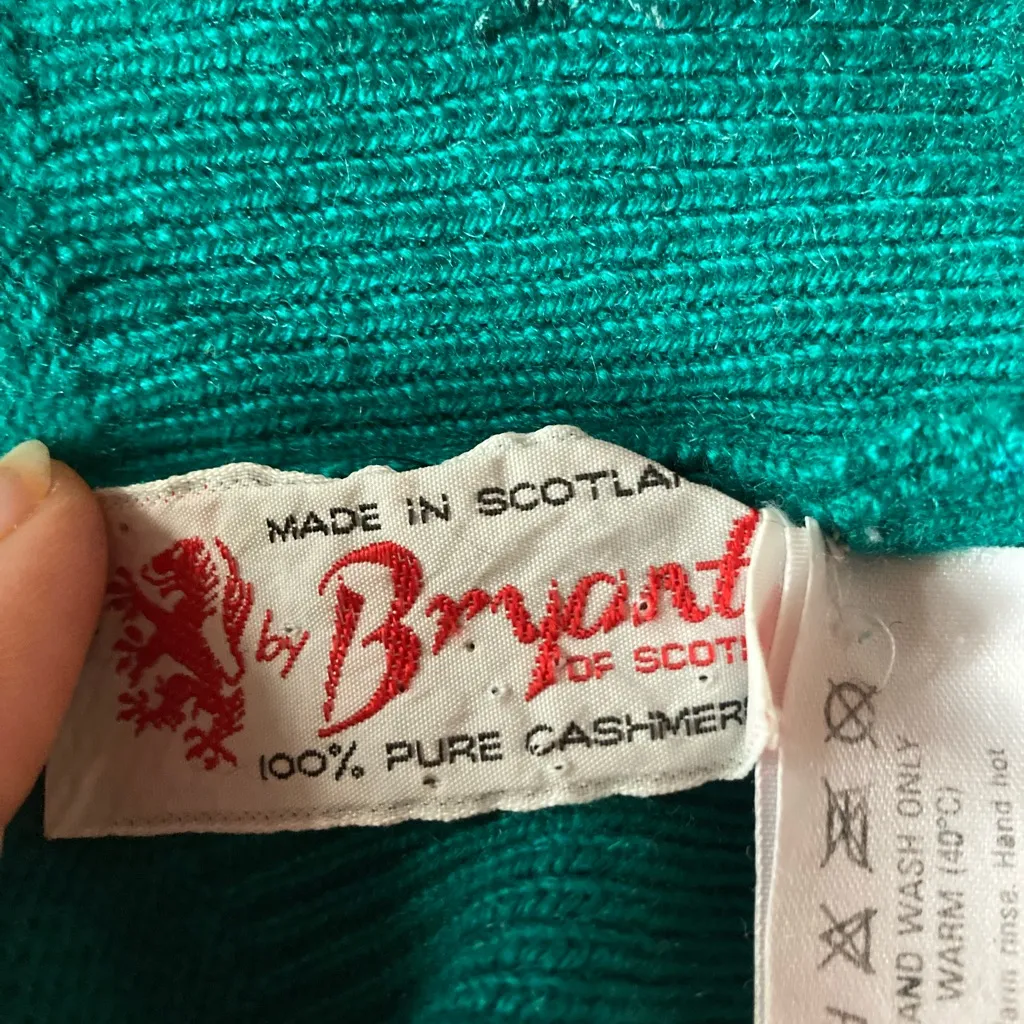 Bryant 100% Cashmere Teal Turtleneck Sweater Made in Scotland Green Size M - Image 3