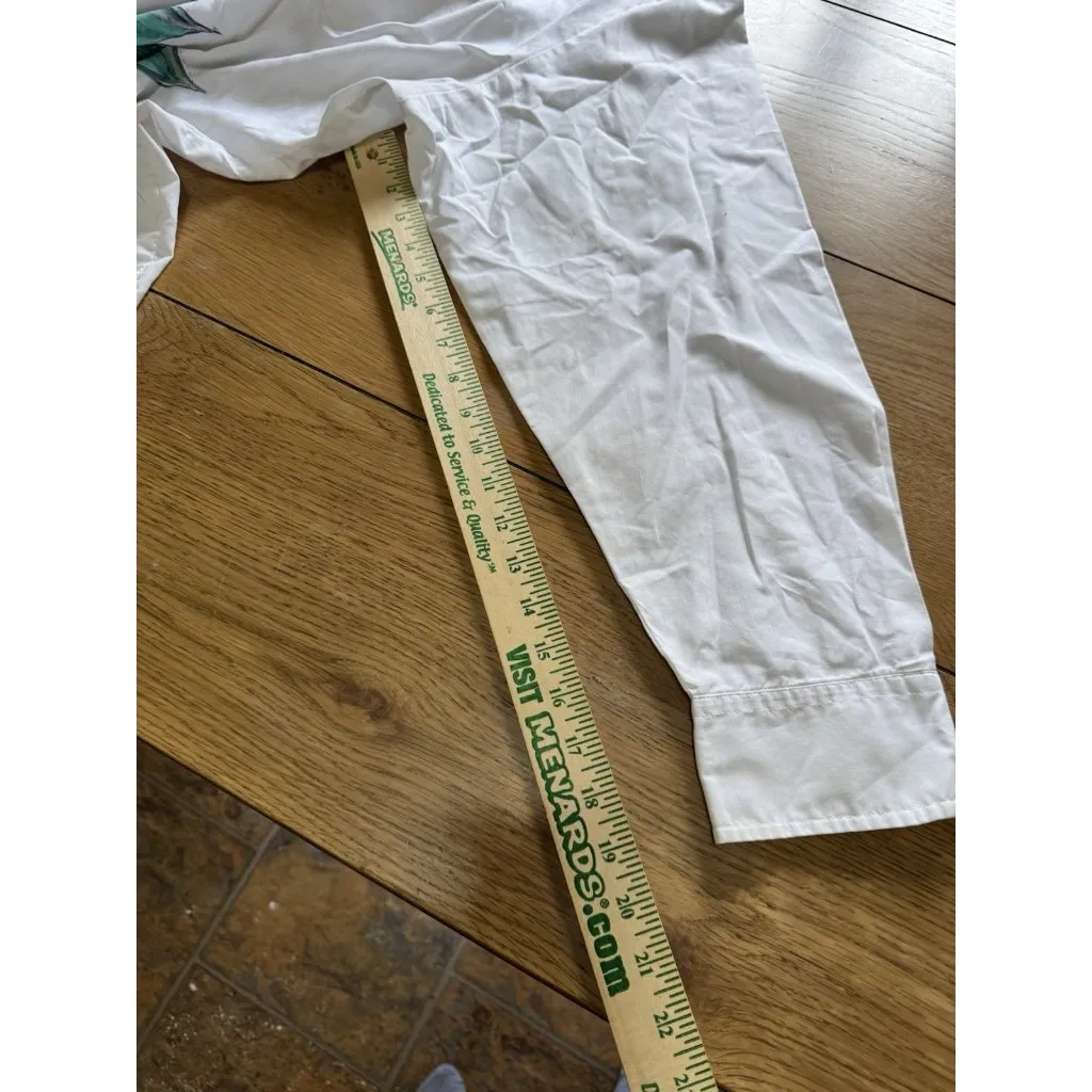 Creative Artwear Women Sz 2X Floral Beaded Artsy Art 80s 90's Button Down Signed White - Image 6