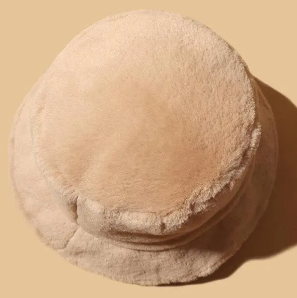 Solid Plush Bucket Hat Khaki One Size - Image 3