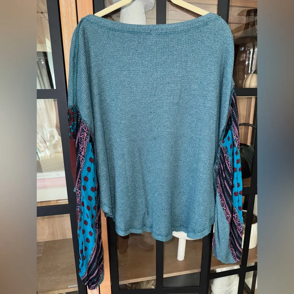 Free People long sleeve top waffle knit We The Free Blossom Thermal patchwork - Image 6