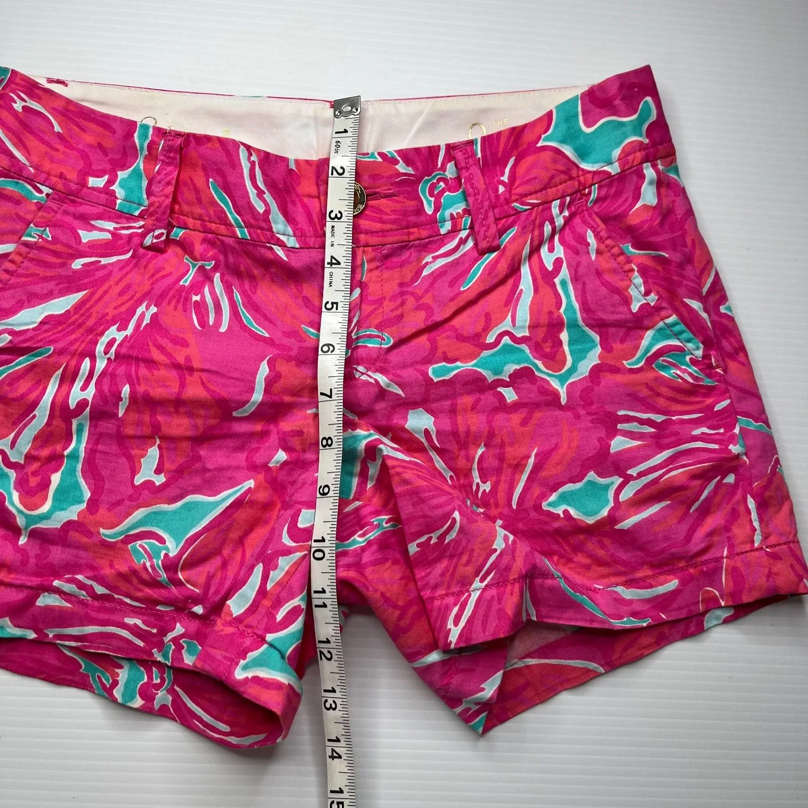 Lilly Pulitzer Womens Flirty Sea The Callahan Shorts 0 Pink 5" Inseam Mid Rise - Image 9