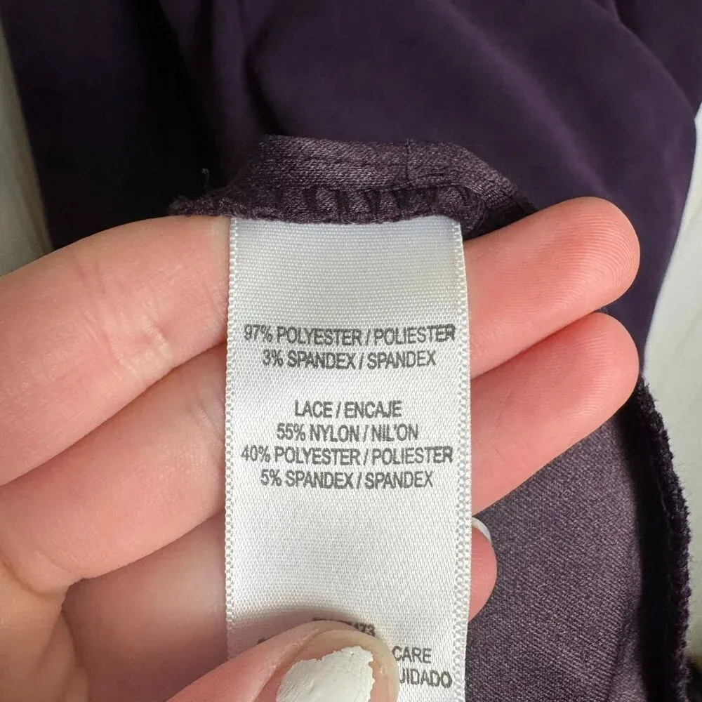 Julian Taylor purple faux suede lace sleeve dress size 14 F25 - Image 4