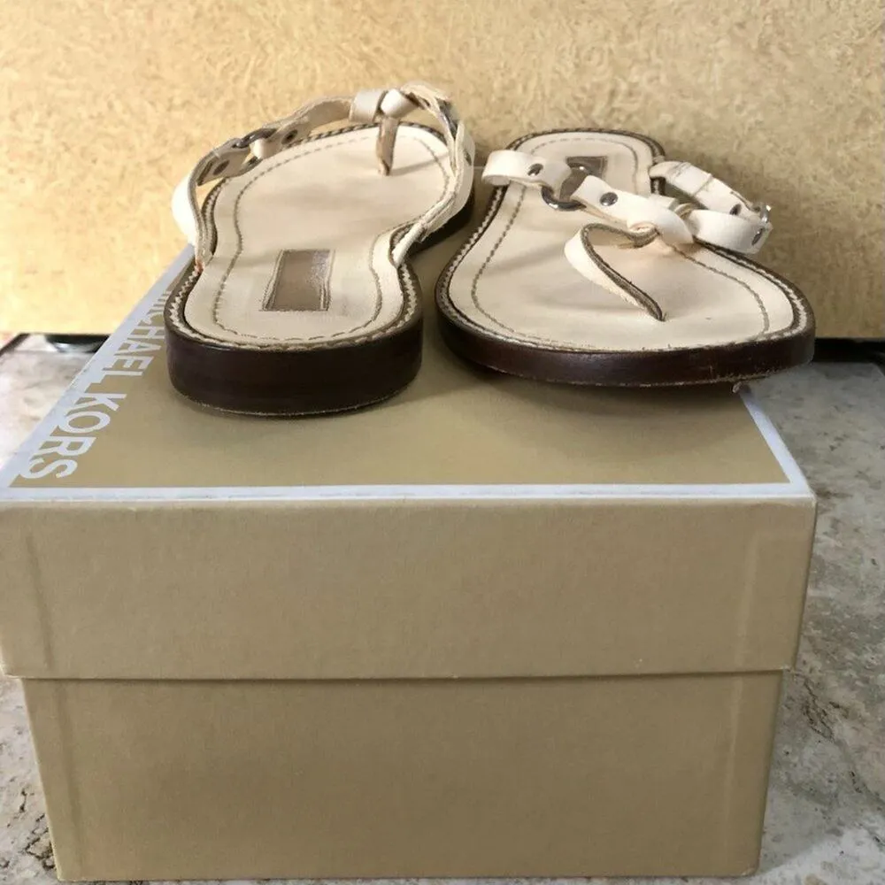 Michael Kors  Negev Leather Sandal Women's Shoes Ecru color Beige Size 7.5 - Image 2
