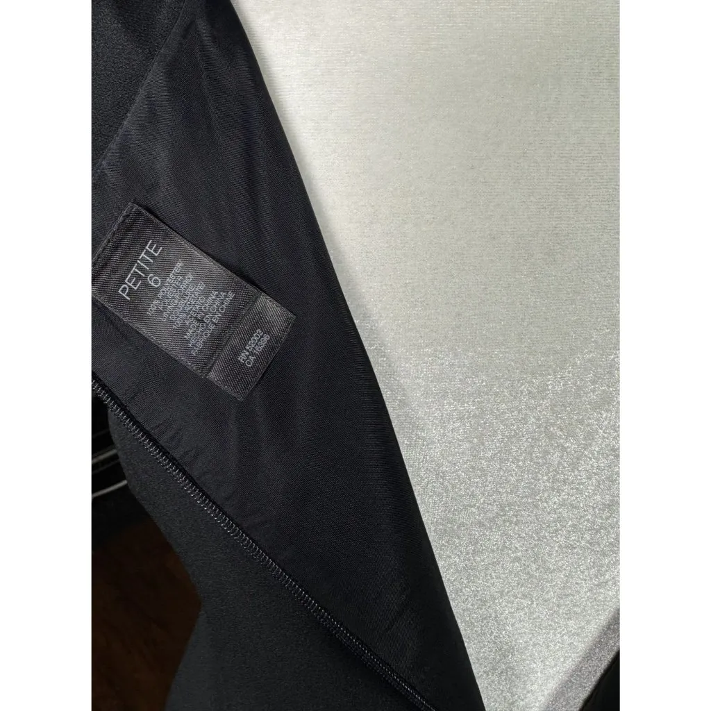 Liz Claiborne Womens Petite Dress Size 6P Black Sleeveless Satin Top Midi Length - Image 6