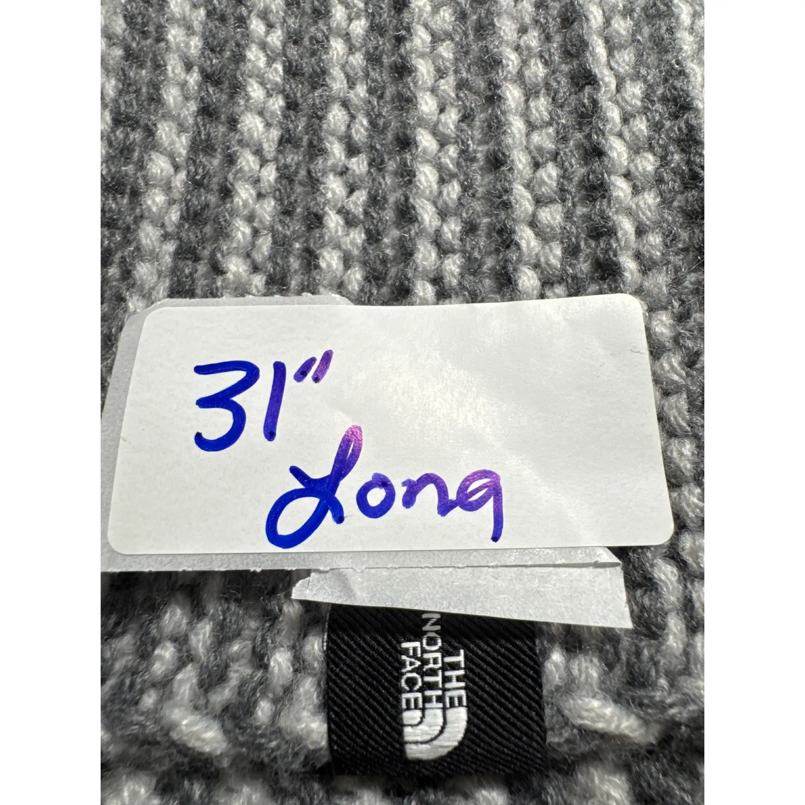 The North Face Knit Cowl Neck Warmer Gray Infinity‎ Striped Soft Winter Scarf - Image 3