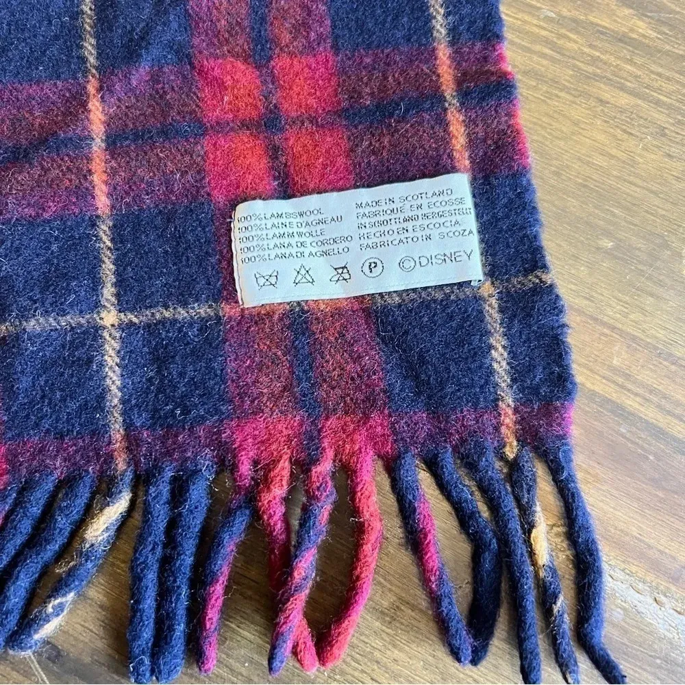 Vintage Disney Winnie The Pooh Plaid Grid Lambs Wool Scarf Winter Embroidered - Image 5