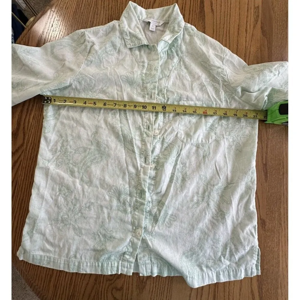 Charter Club Intimates Floral Pajama Set Size M Light Green Has A Stain - Image 13