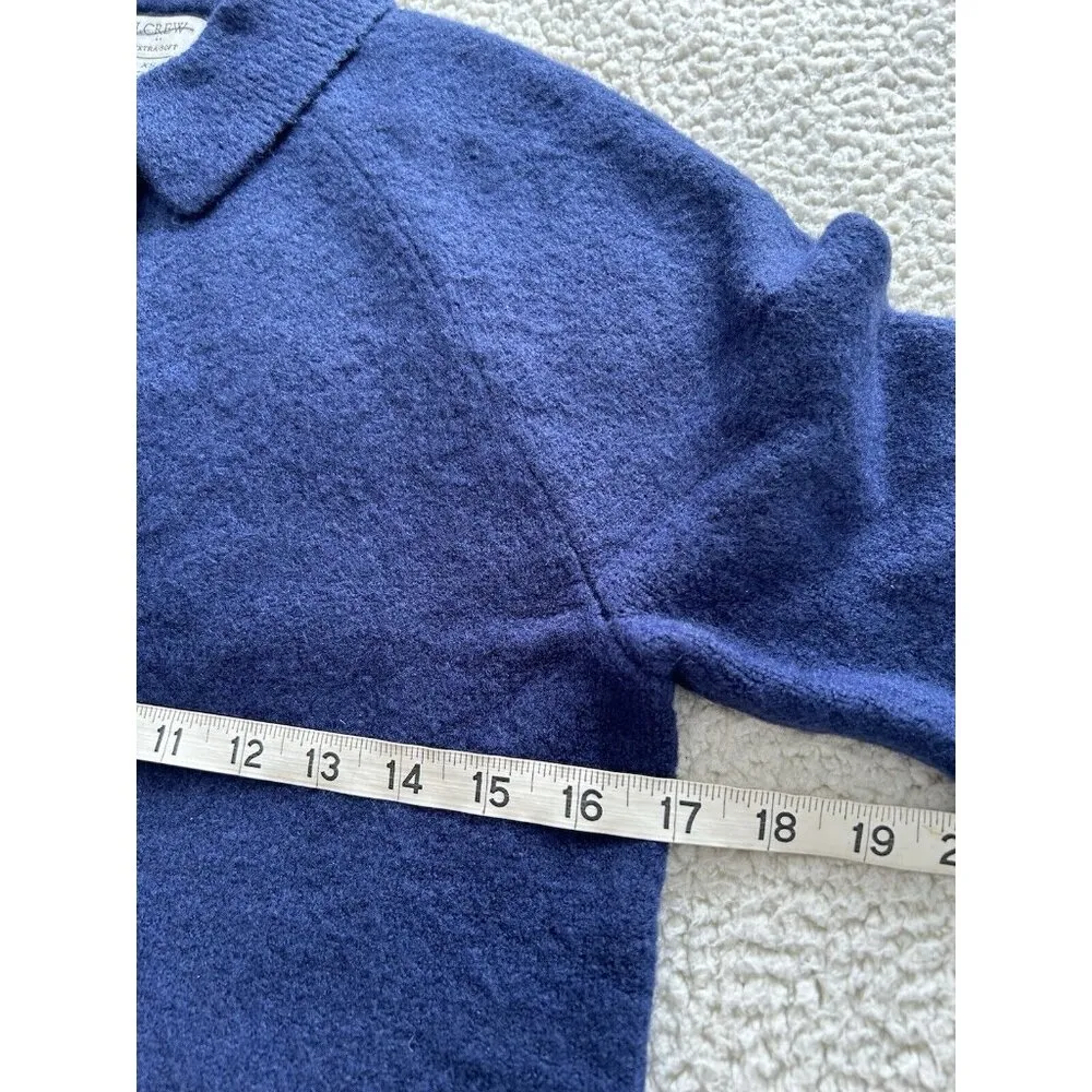 J.Crew  Extra Soft Rhinestone Button Long Sleeve Polo Sweater Top Navy Blue XS - Image 7
