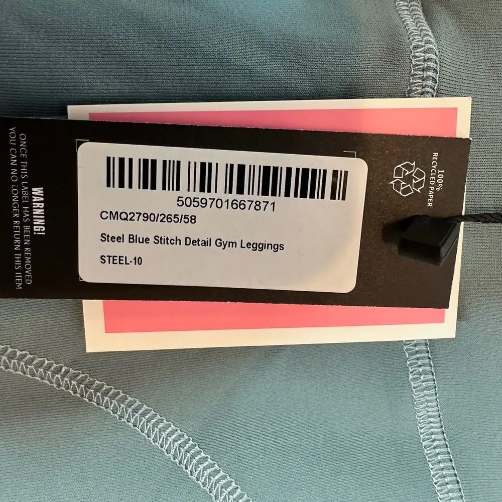 NWT Prettylittlething Steel Blue Stitch Detail Gym Leggings US Size 6 - Image 12