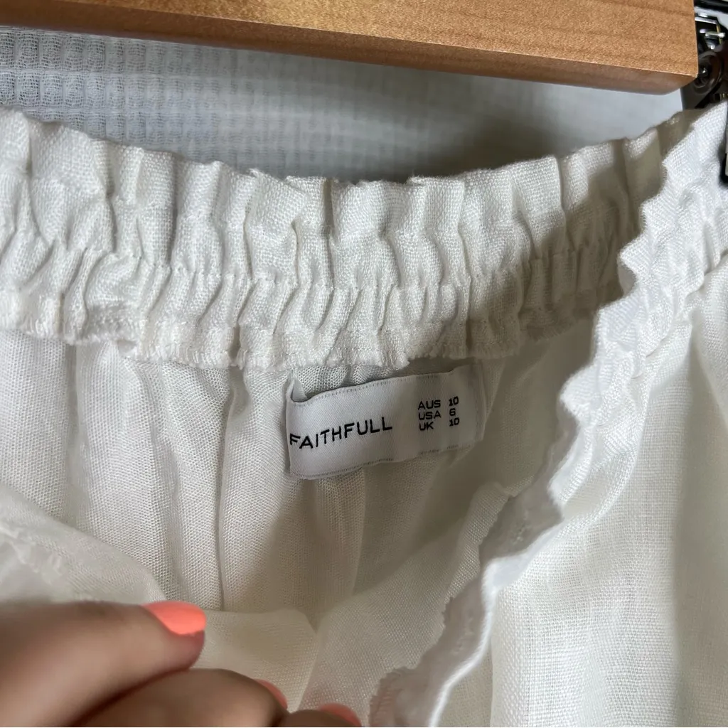 Faithfull the Brand‎ | Size 6 White Pleated Skater Crop Tube Flowy Top - Image 3