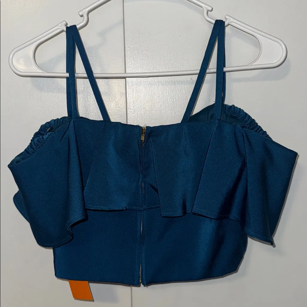 Dave & Johnny Skirt SET Ruffle Cropped Top & Pencil Skirt Teal Blue Women’s 5/6 - Image 3