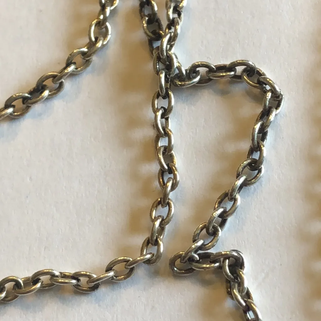 Elegant Aged Silver Tone Necklace with Rainbow Amber Pendant - Image 6