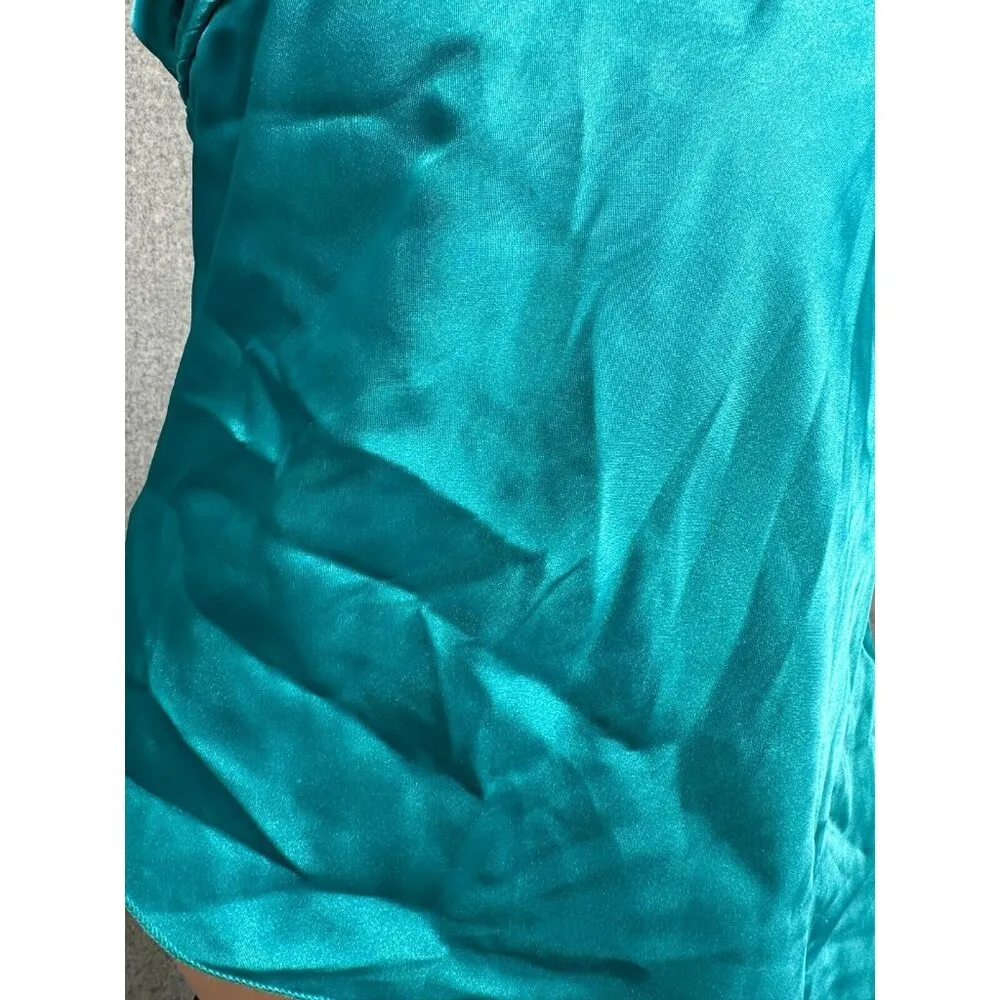 Vintage 90s Y2k Cami Blue Fairy Coquette Dollette Mermaid Tank Top Satin Small - Image 15