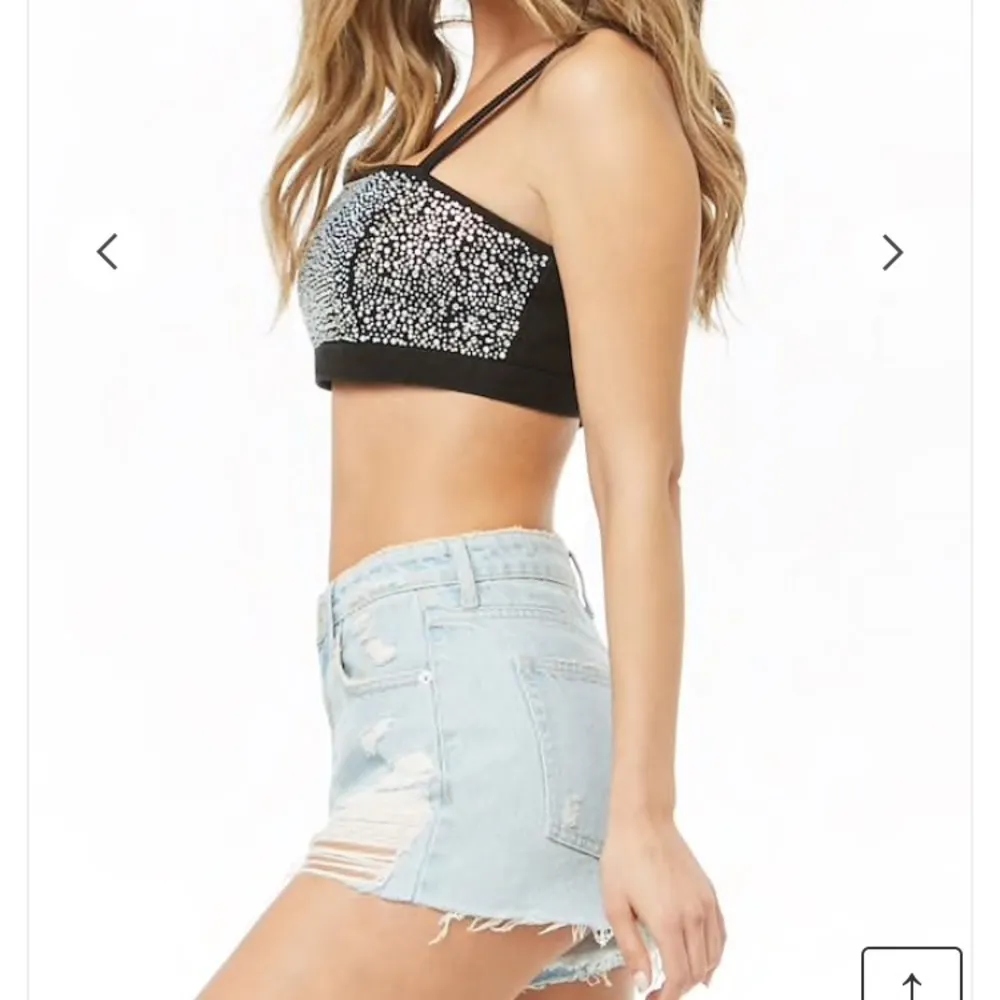 Forever 21  embellished denim crop top. S - Image 3