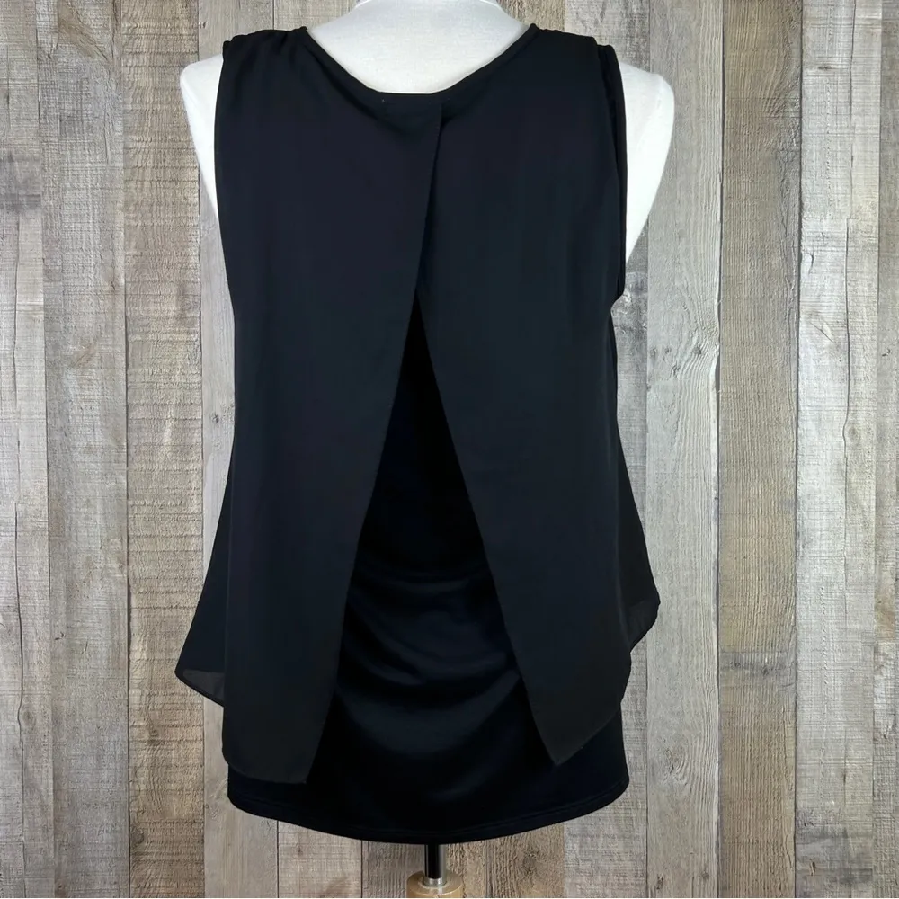 Bar III  Large Tank Tunic Top w/Sheer Black Overlay over Solid Black V-Ne… - Image 3