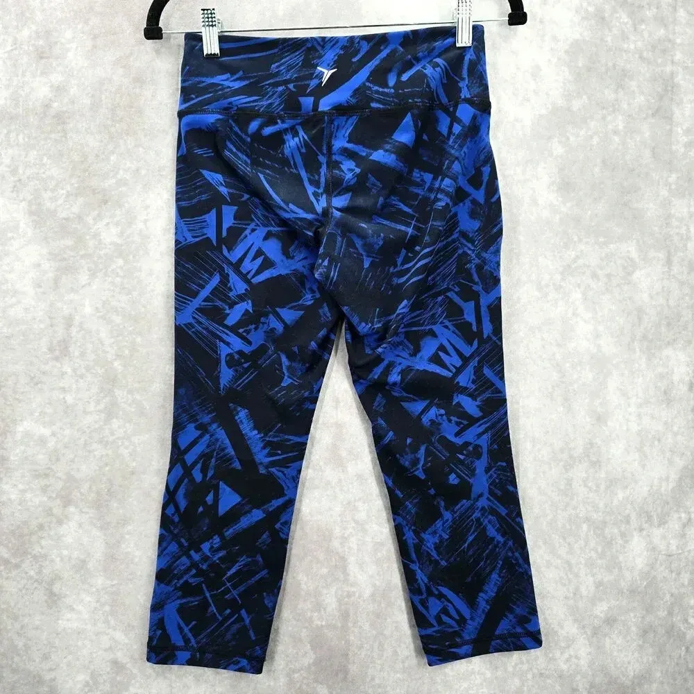 Old‎ Navy Active Blue Black Geometric Cropped Legging Pants Bottoms Small - Image 2