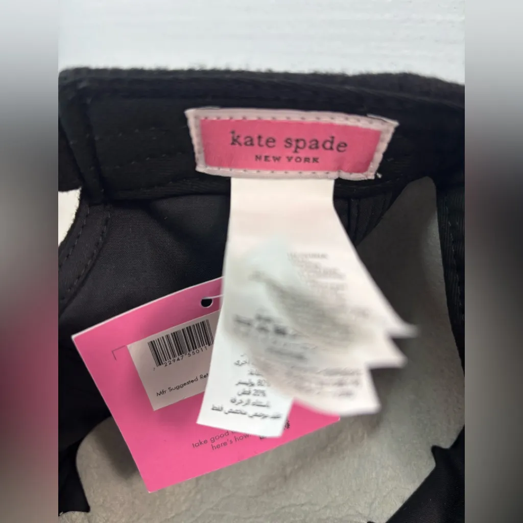 Kate Spade Wool Baseball Cap Black Embroidered Logo Hat Black - Image 6