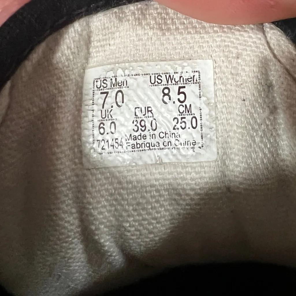 Vans Shoe Old Skool Warp Women 8.5 Men 7 Black White Canvas Sneakers - Image 9