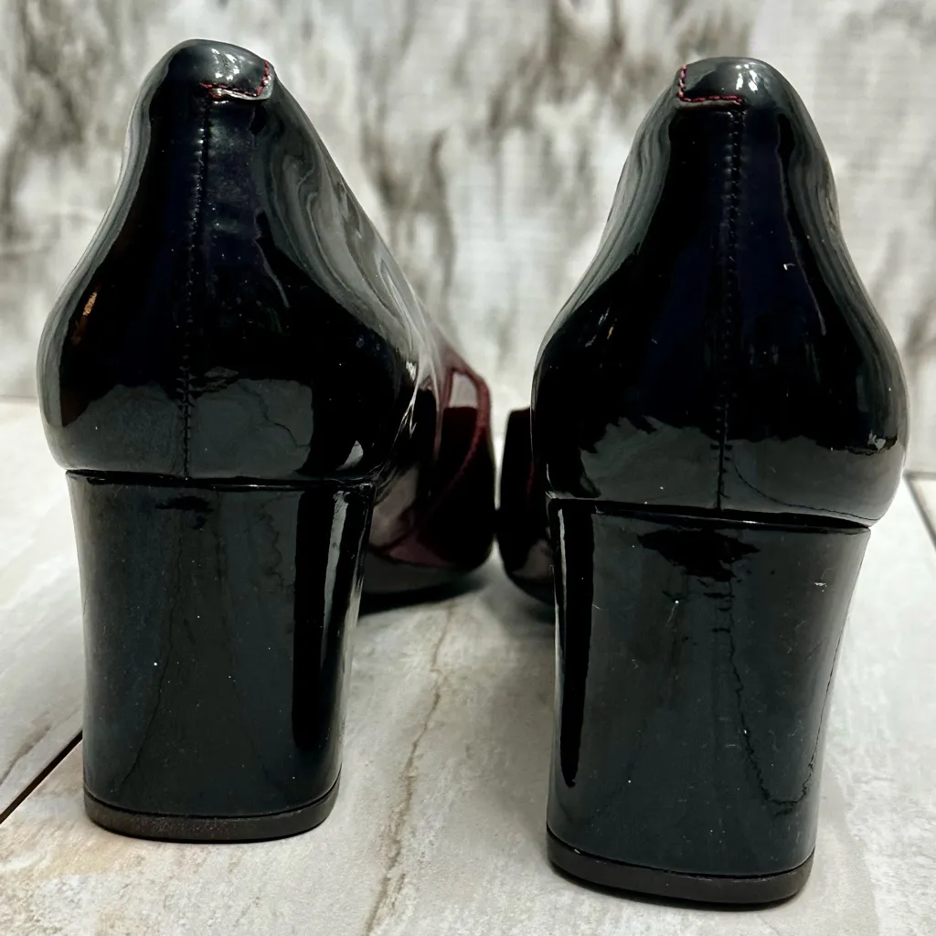 Rockport Burgundy To Black Ombré Women Block Heels Patent Leather Rubber Sole Red Size 10 - Image 5