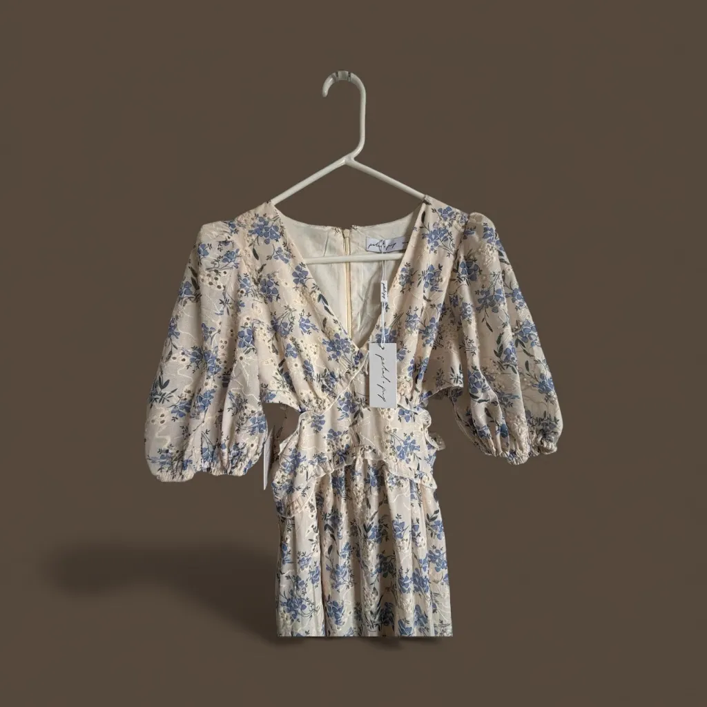 Petal + Pup Jemima Blue Floral Eyelet Cutout Maxi Dress NWT Small - Image 4