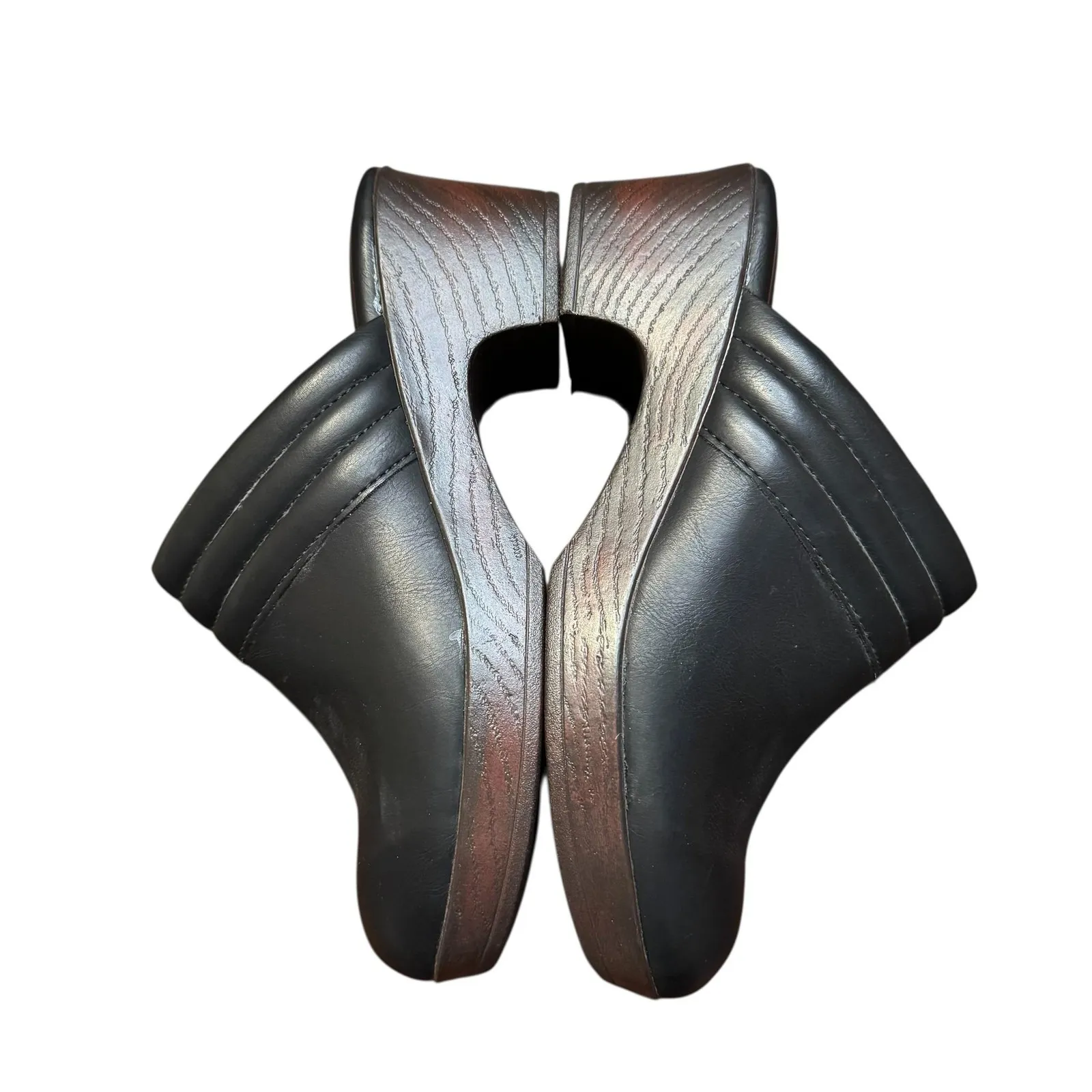 b.o.c Shoes Womens Size 9M Black Slip On Clogs Comfort Heels Faux Leather Floral - Image 6