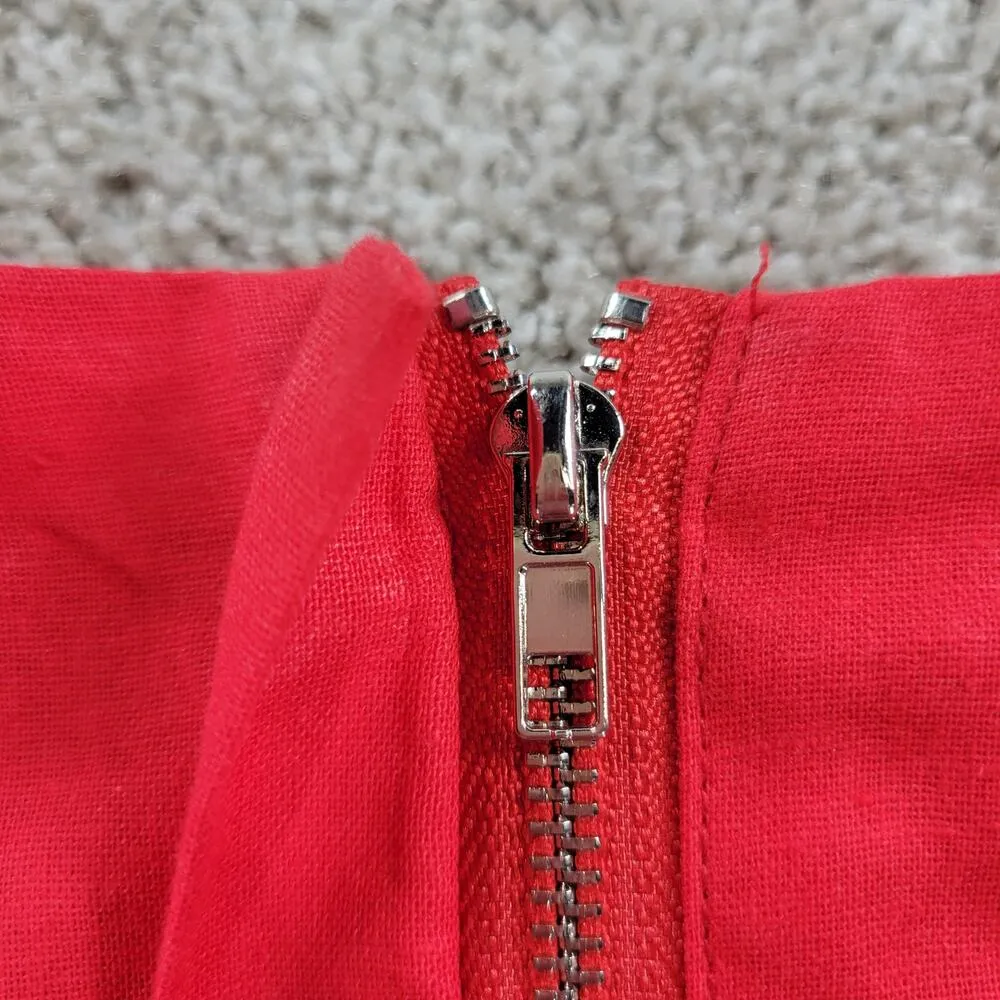 White Fox Cutout Ring Dress Womens L Red Sleeveless Mini Fit & Flare Ruffle Hem - Image 12