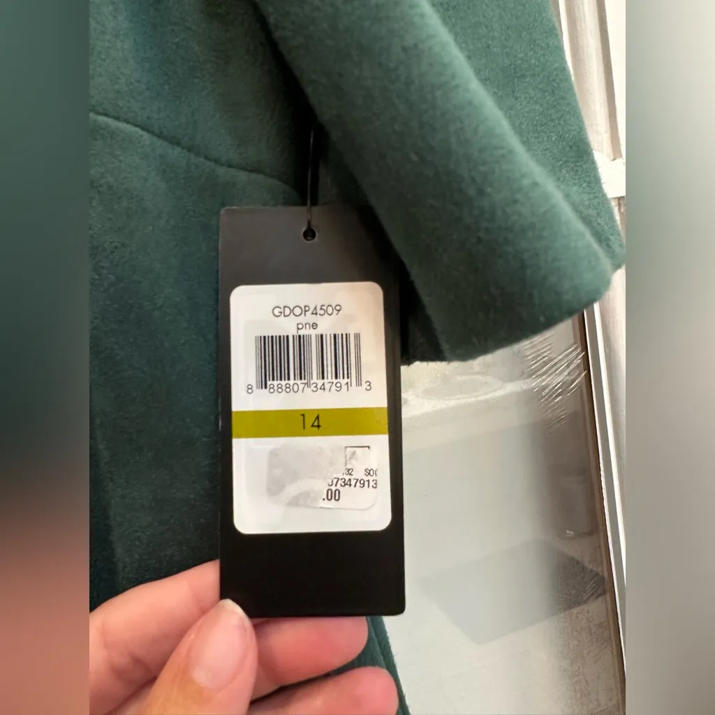 Guess Pine Green Faux Suede Puff Sleeve Holiday Party Cocktail Dress Size 14 NWT - Image 7