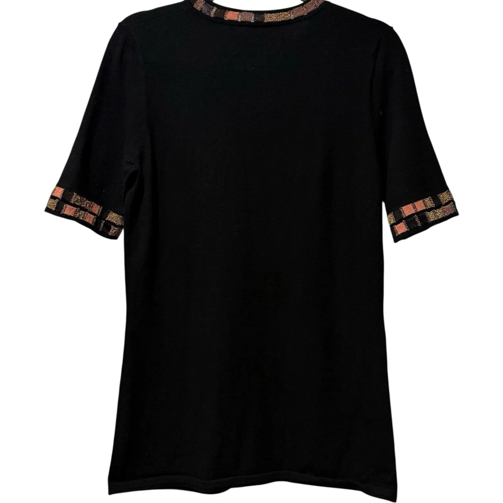 Vintage Missoni Black Knit Sweater Top w/ Metallic Lurex Trim | Italian Designer - Image 3