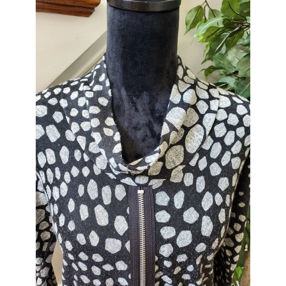 Inside Out Women's Black & White Polyester Long Sleeve Full Zip Front Sweater S - Image 3