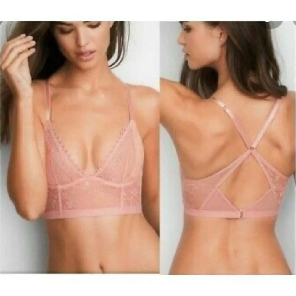 Victoria's Secret Very Sexy Unlined Plunge Long Line Pink Lace Bra 32D - Image 8