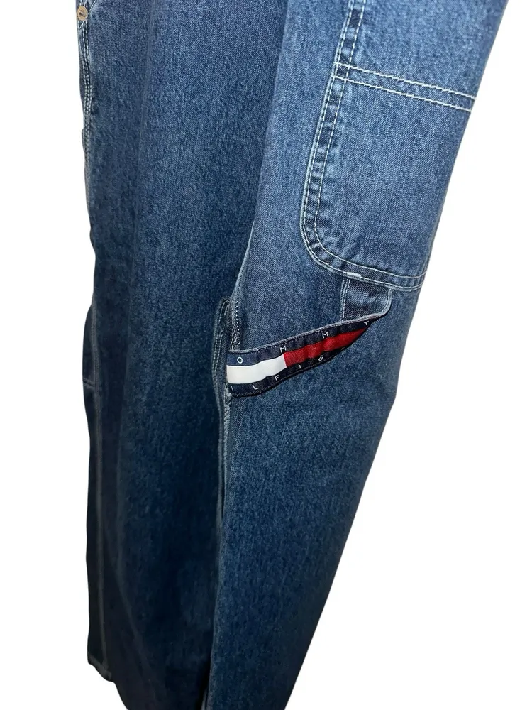 Vintage Classic Y2K 90s Tommy Hilfiger Jean Denim Bib Overalls Women’s Small - Image 3