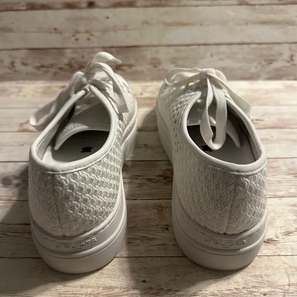 J/Slides Natasha Lace Up Sneakers Crochet Pattern Women's Size 8.5 White Shoes - Image 3