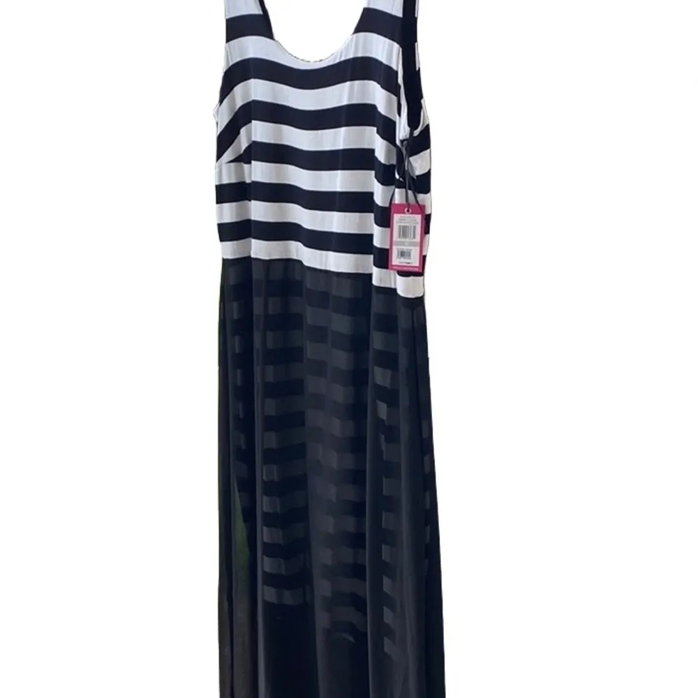 NWT! 🖤 VINCE CAMUTO SLEEVELESS STRETCH MAXI DRESS WITH SHEER CHIFFON OVER SKIRT - Image 11