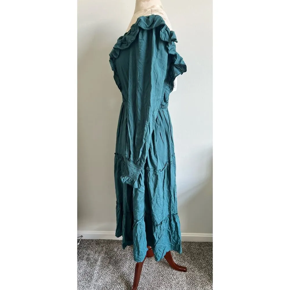 Simplee Long Sleeve Square Neck Ruffle Dress NWT Large - Image 3