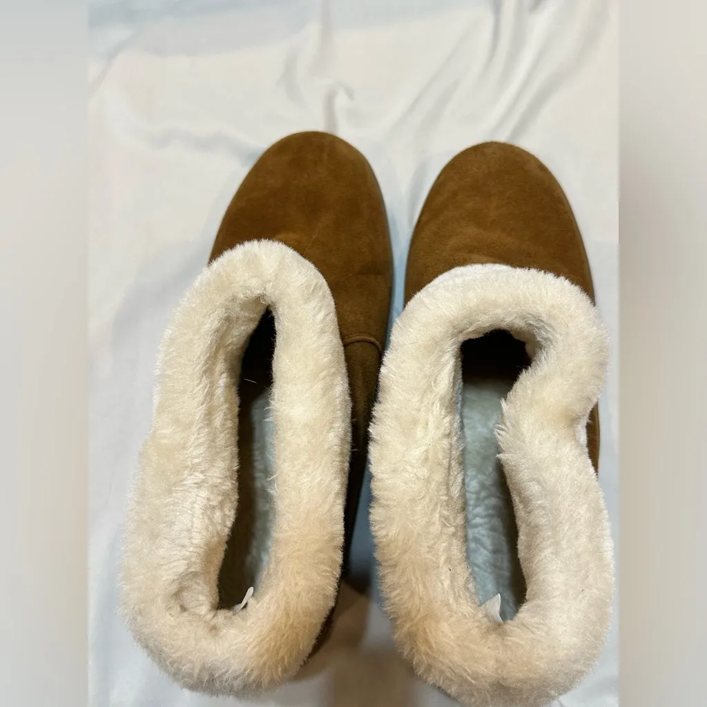 Minnetonka Brown Suede Sherpa Slipper Ankle Boots - Image 8