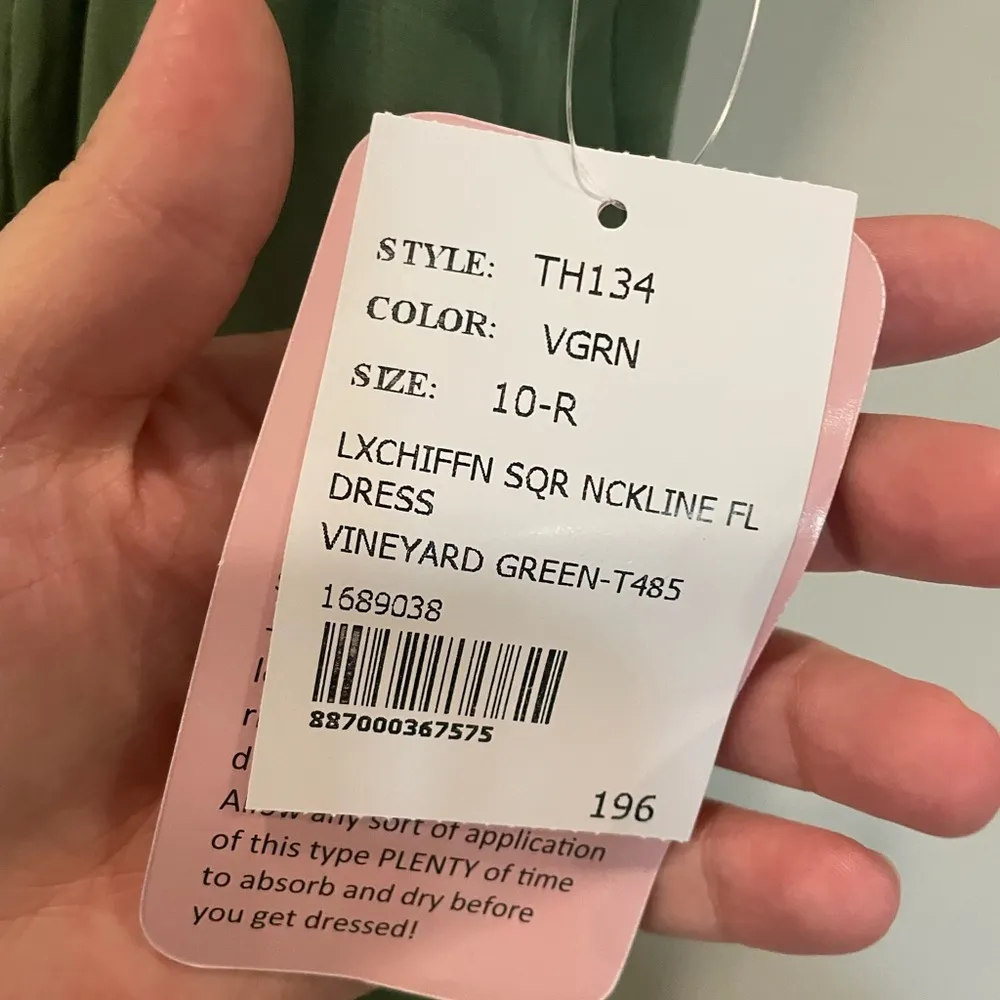 Thread Square Neck Chiffon Maxi‎ Dress With Circle Skirt Size 10 Green - Image 11