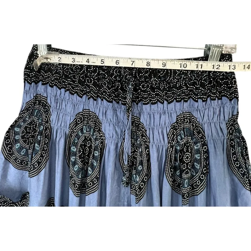 Harem Pants Womens S Blue Black Mandala Aladdin Yoga Lounge Boho Hippie Festival - Image 4