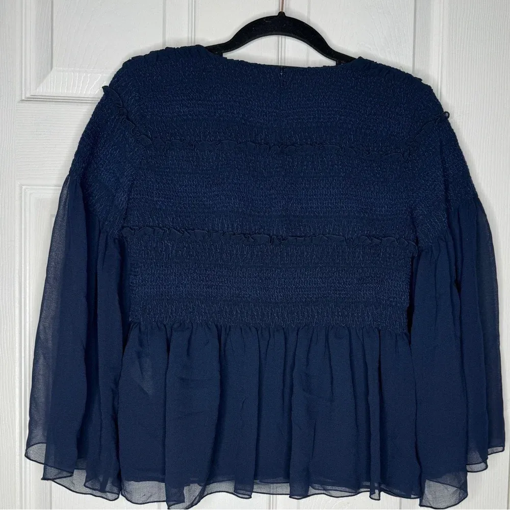 SEE BY CHLOÉ‎ Bateau Neckline Three-Quarter Sleeve Crop Top Size 38 US 8 Navy - Image 3