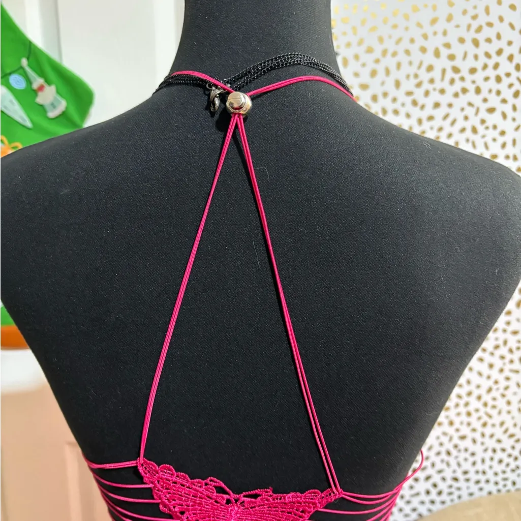 Pink Butterfly Backless Maxi Dress Size M - Image 6