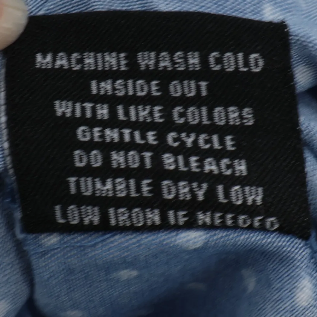 Tinsel Blue Polka Dot Chambray Button Top Womens Roll Tab Sleeve Size XS - Image 9