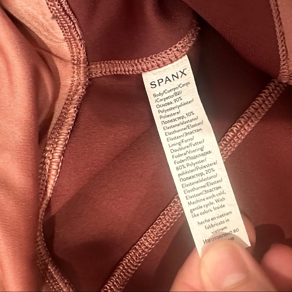 SPANX Faux Suede Leggings Rich Rose Pink High Waist Sz L - Image 11