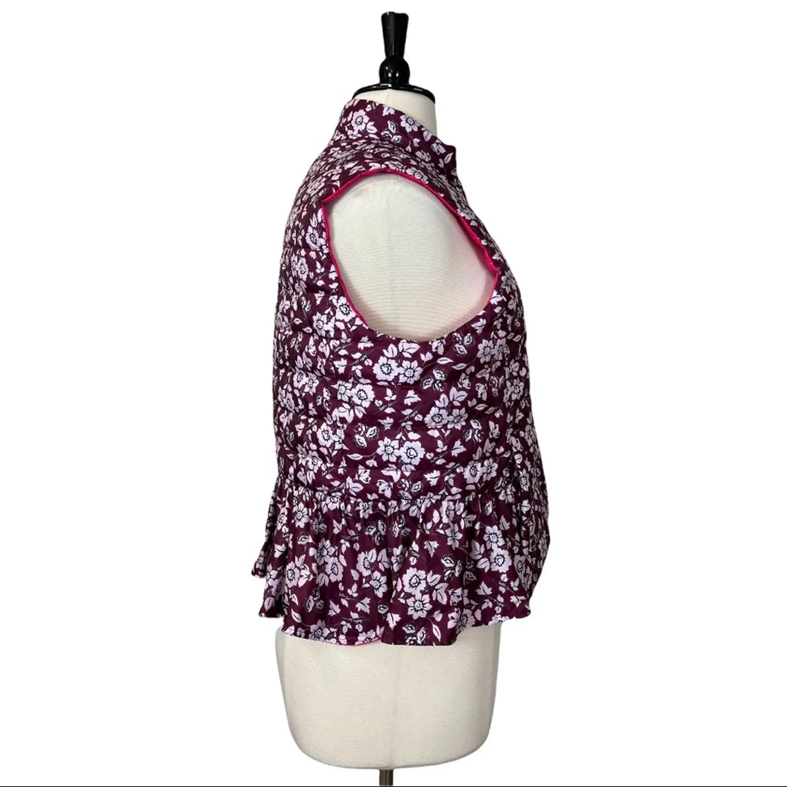 Kate Spade So Foxy Reversible Quilted Snap Front Vest Floral NWT Women's Size XL - Image 4