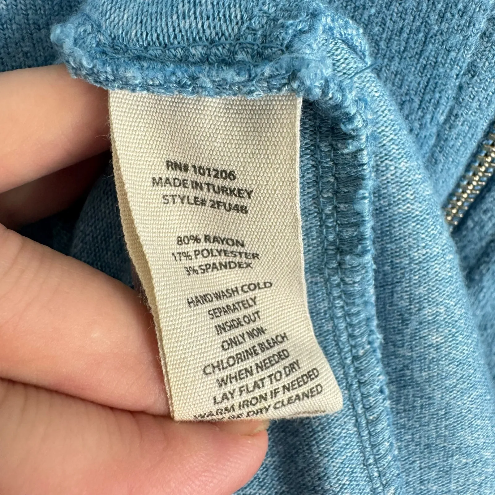 Soft Surroundings Blue Eleve Soft Cozy Long Line Zip Up Cardigan Dress Size M - Image 10