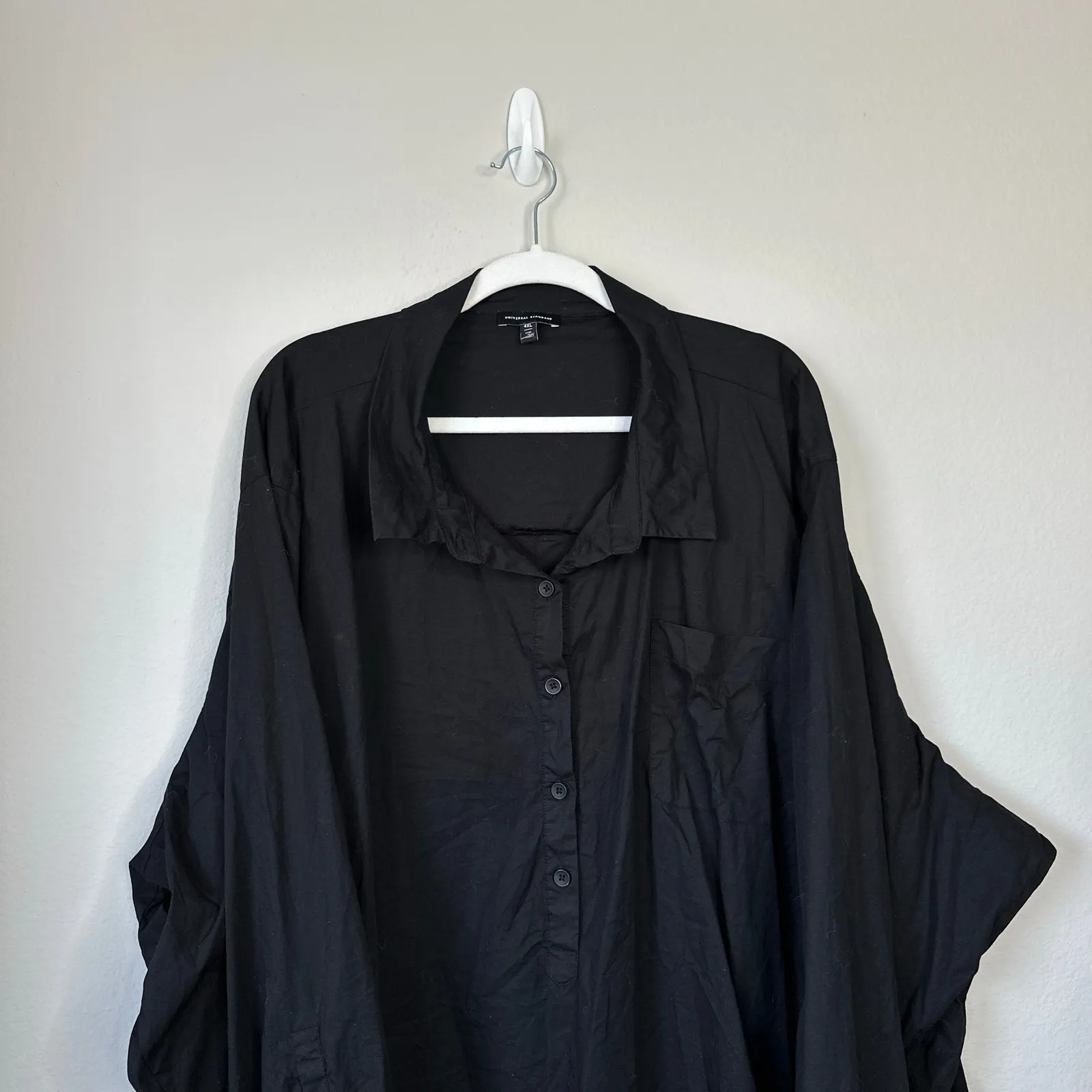 UNIVERSAL STANDARD Stretch Poplin Rubicon Shirtdress Black Size 4XL Womens 38-40 - Image 5